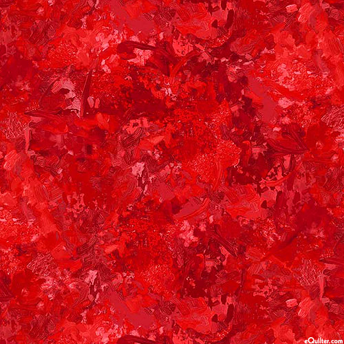 Chroma FLANNEL - Impressionist Brushstrokes - Ruby Red