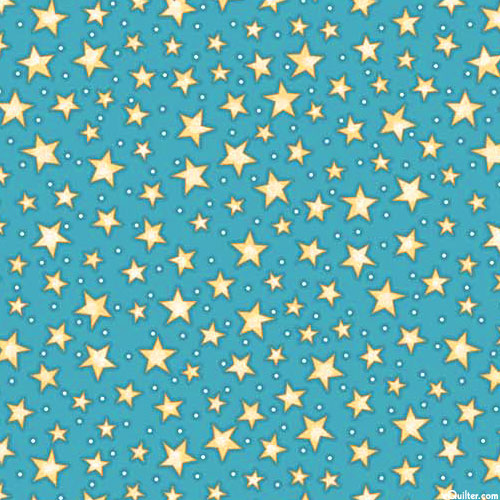 Night Owl - Starry Night - Turquoise - FLANNEL