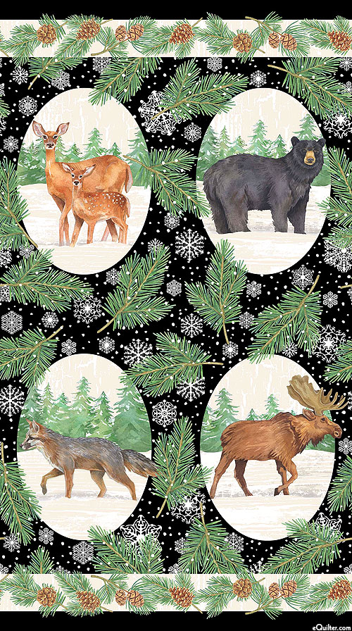 Frosted Forest - Alpine Animals - 24" x 44" PANEL - FLANNEL