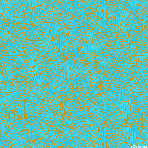 Shimmer Ginkgo Garden - Leaf Canopy - Turquoise/Gold