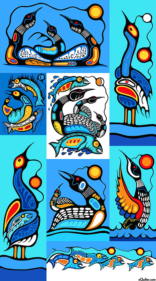 Healing Waters - Indigenous Life - Azure - 24" x 44" PANEL
