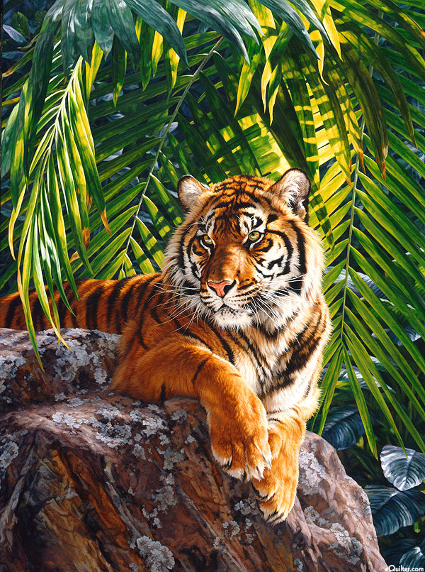 Jungle Queen - Majestic Tiger - Jungle Green - 32" x 44" PANEL