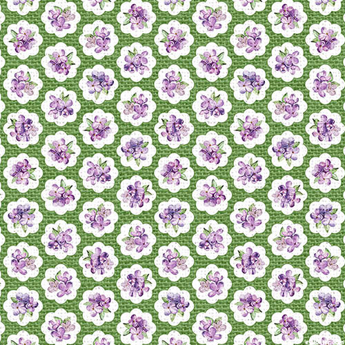 Lilac Garden - Floral Motifs - Leaf Green