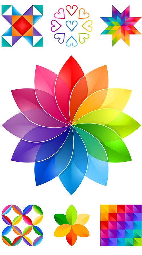 Color Play - Rainbow Flower - Snow White - 28" x 44" PANEL