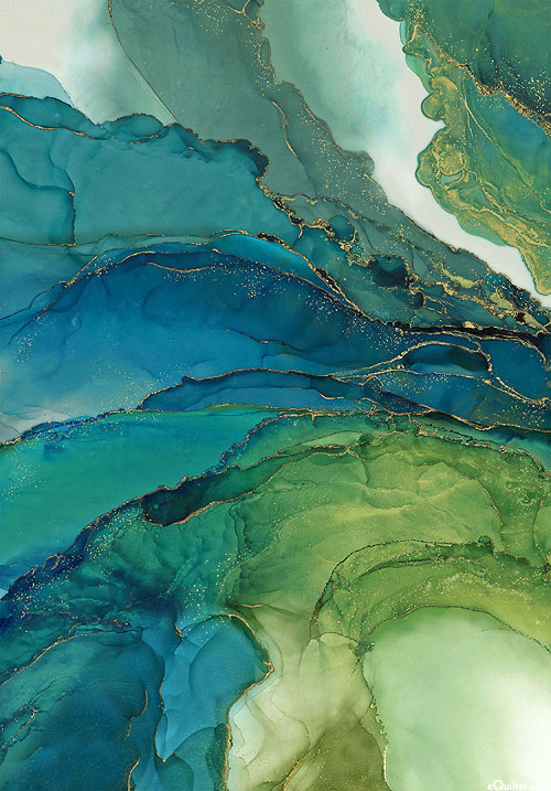 Midas Touch - Terraces - Teal/Gold - 30" x 44" PANEL