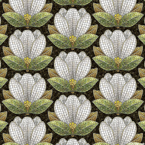 Magnolia - Floral Mosaics - Pepper Black - DIGITAL