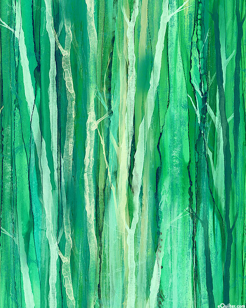 Morning Light - Abstract Tree Trunks - Shamrock Green - DIGITAL