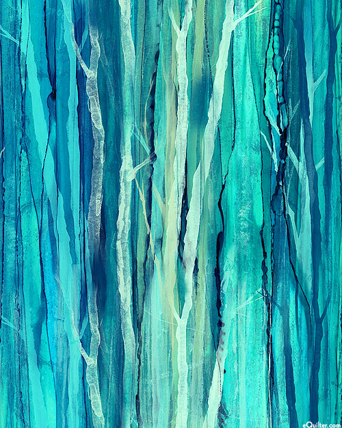 Morning Light - Abstract Tree Trunks - Bahama Blue