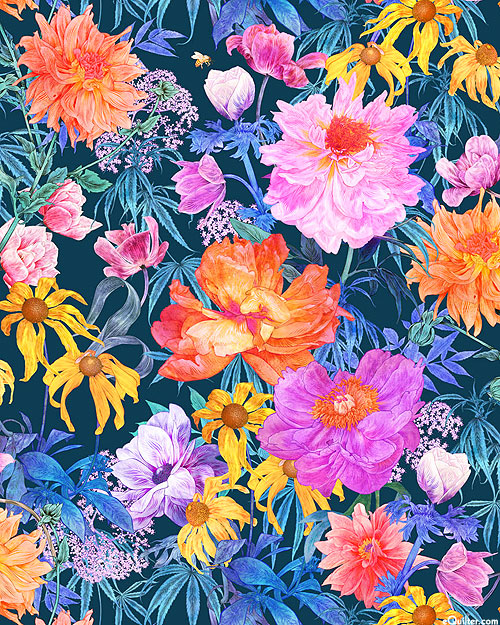 Margo - Vibrant Floral - Midnight Blue - DIGITAL