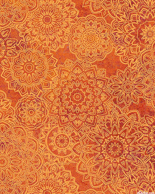 Marrakech Stonehenge - Sun Burst Medallions - Pumpkin Orange