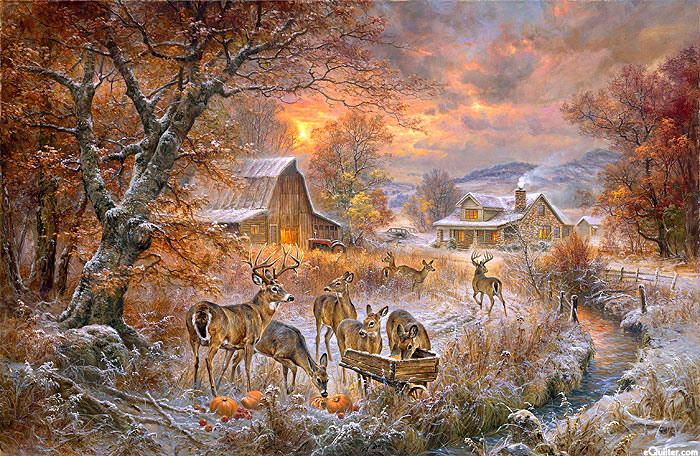 First Frost - Autumn Herd - Taupe - 28" x 44" PANEL - DIGITAL