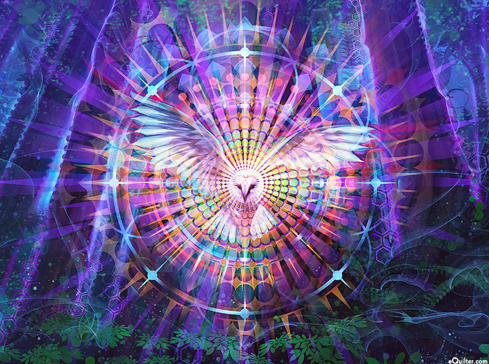 Night Vision -  Prismatic Owl - Delphinium - 32" x 44" PANEL