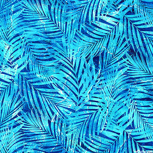 Palm Beach - Coastal Fronds - Marine Blue - DIGITAL
