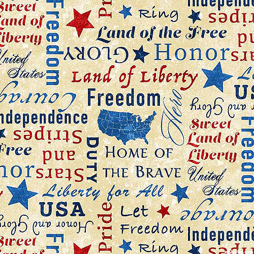 Stars & Stripes - Land of Liberty - Natural - 108" Quilt Backing
