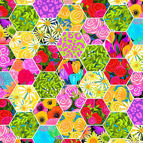 Quilt Retreat - Floral Hexagons - Multi