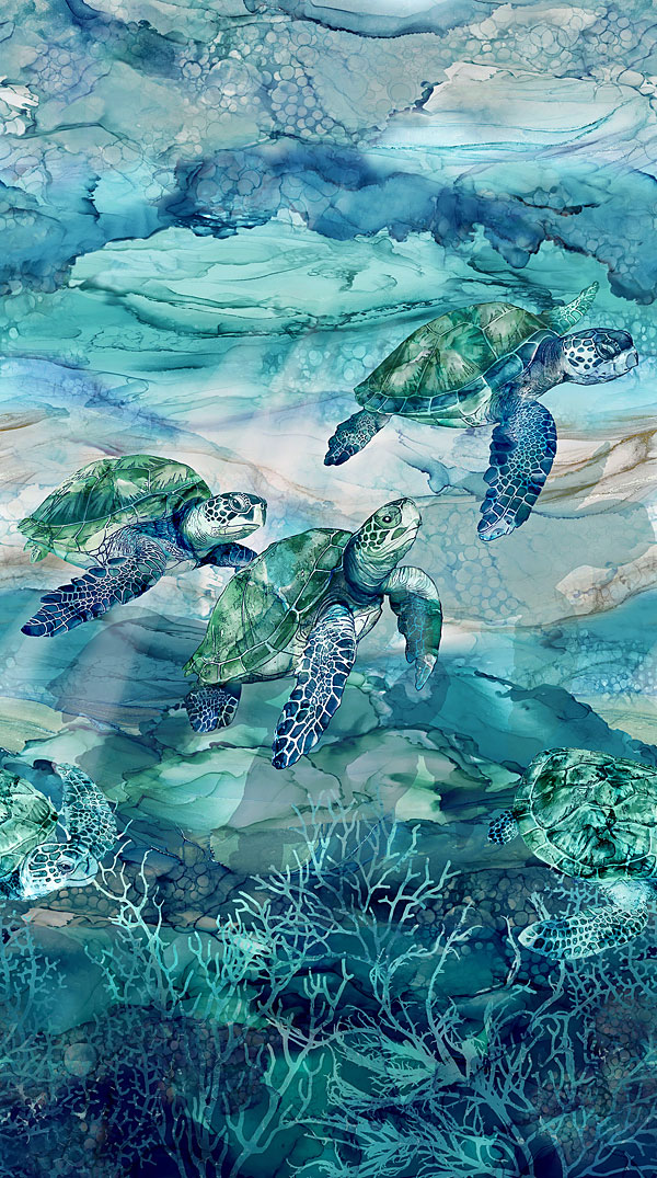 Sea Breeze - Turtle Waves - Turquoise - DIGITAL