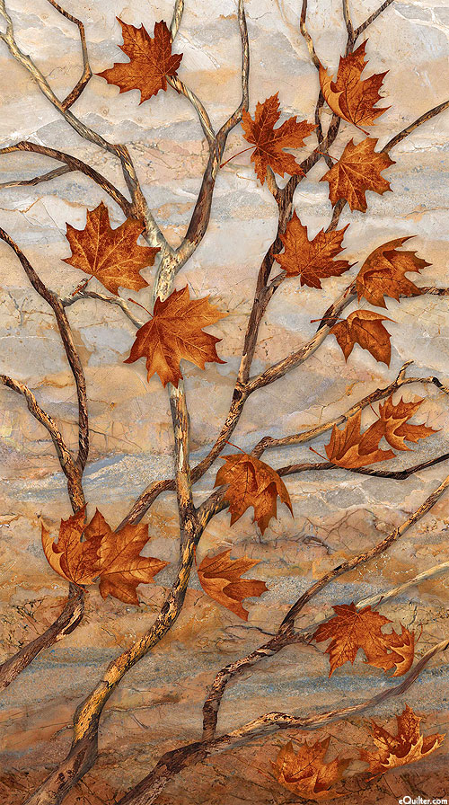 Windswept - Autumn Leaves - Taupe - 24" x 44" PANEL - DIGITAL