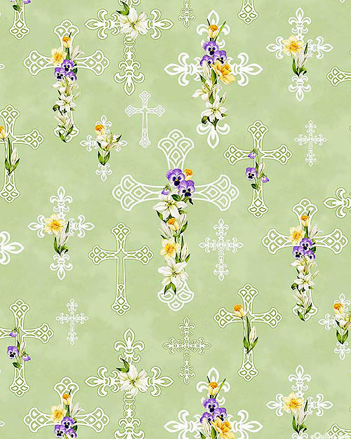 Spring Awakening - Flowered Crosses - Pistachio Green