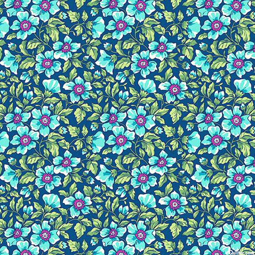 Northcott Fabrics Wild - Field of Flowers - Sapphire