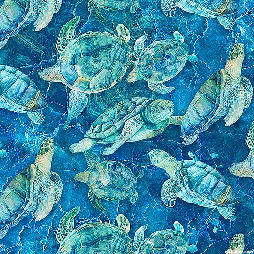 Turtle Bay - Turtles in Stone - Marine Blue - DIGITAL