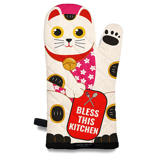 eQuilter Japanese Lucky Cat Bless This Kitchen Oven Mitt