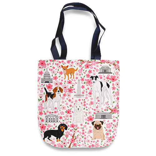 DC Cherry Blossom Dogs - Tote Bag