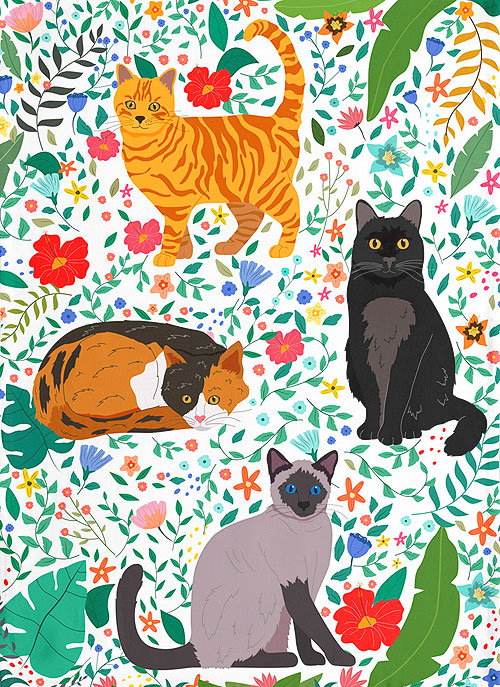 Garden of Cats - Tea Towel