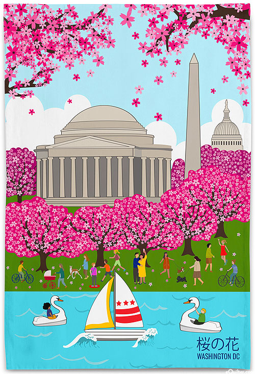 DC Cherry Blossoms at the Potomac River - Tea Towel
