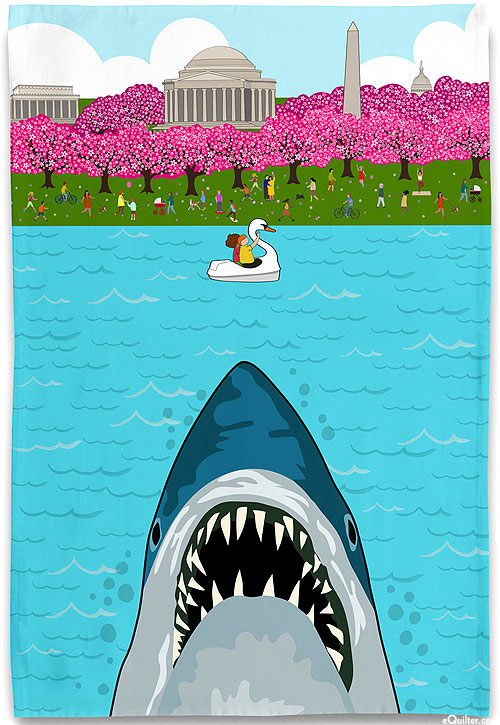 Jaws at Potomac River - Cherry Blossoms - Tea Towel