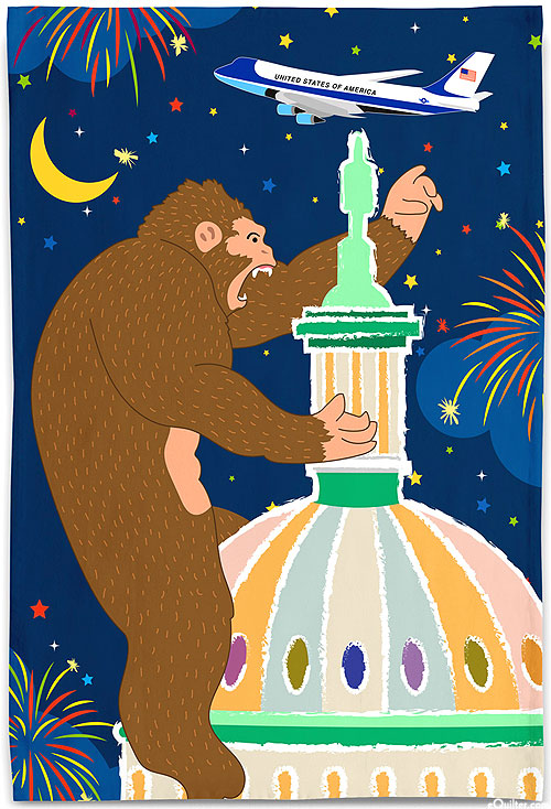 King Kong at the US Capitol - Tea Towel