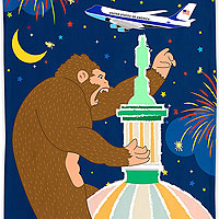 King Kong at US Capitol - Tea Towel