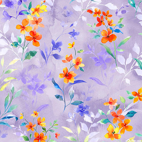 Watercolors - Spaced Floral - Heather Mist Purple