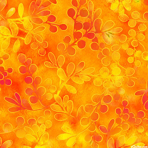 Fall Classic - Mottled Leaves - Tangerine Orange - DIGITAL