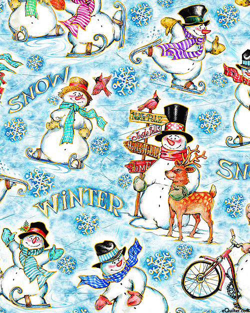 Noel - Snowmen Ice Rink - Powder Blue - DIGITAL