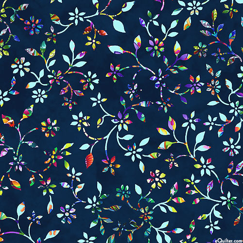 Fractal Forest - Floral Blooms - Midnight Blue - DIGITAL