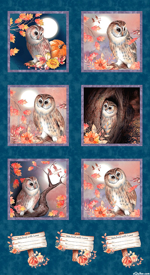 Night Owls - Avian Lunar Blocks - 24" x 44" PANEL