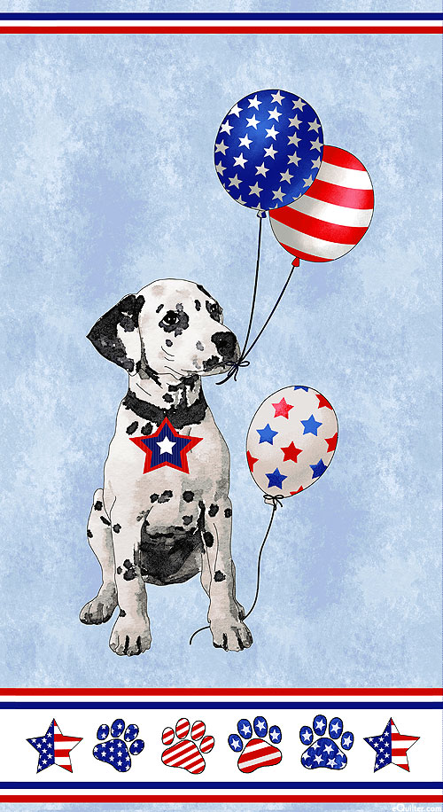 Paws For America - Patriotic Dalmatian - 24" x 44" PANEL