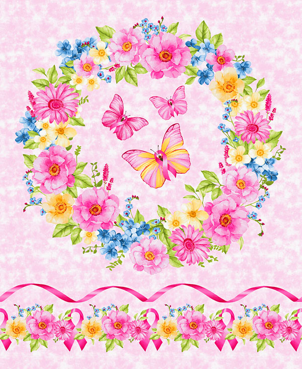 A Pink Celebration - Awareness Ribbon Wreath - 36" x 44" PANEL
