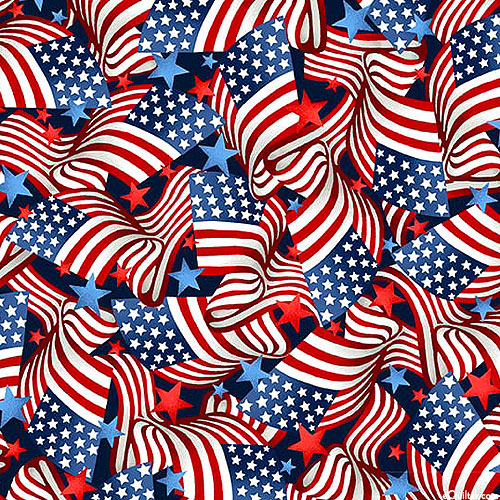 Red, White and Starry Blue Too - Flags - 108" QUILT BACKING