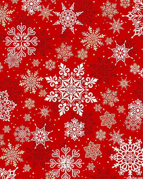 First Frost - Digital Flakes - Scarlet - 108" QUILT BACKING