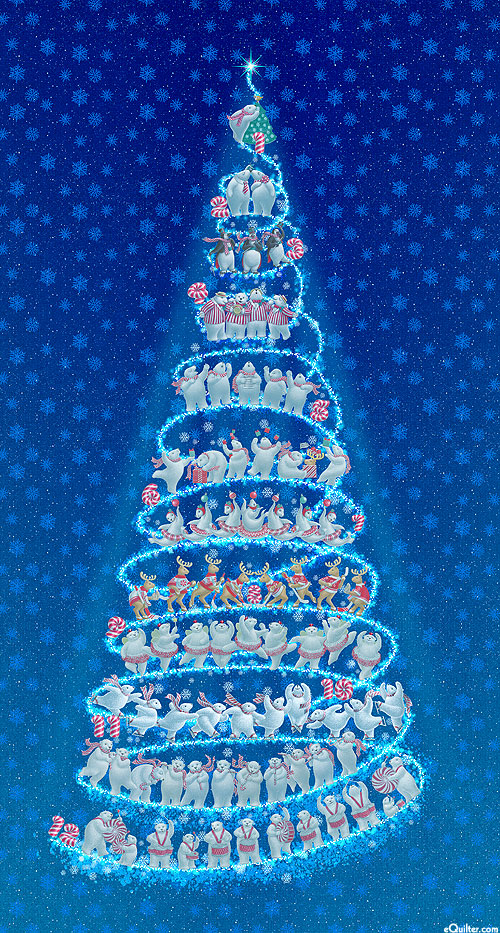 12 Days of Christmas - Bear Tower - Sapphire - 24" x 44" PANEL