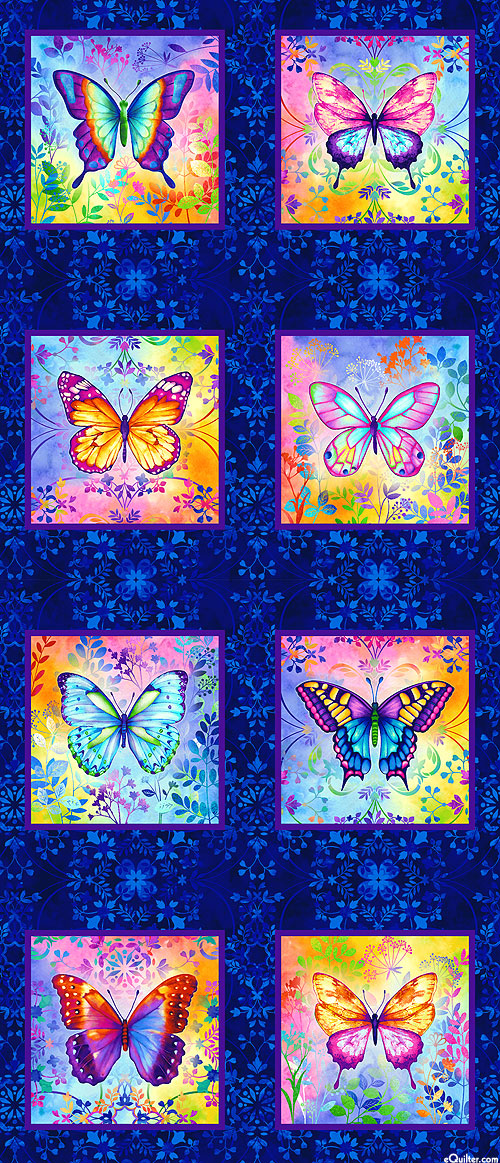 Butterfly Bliss - Delicate Types - Cobalt Blue - 24" x 44" PANEL