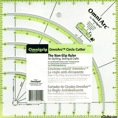 Omnigrip Non-Slip Neon Ruler - OmniArc Circle Cutter - 8" Square
