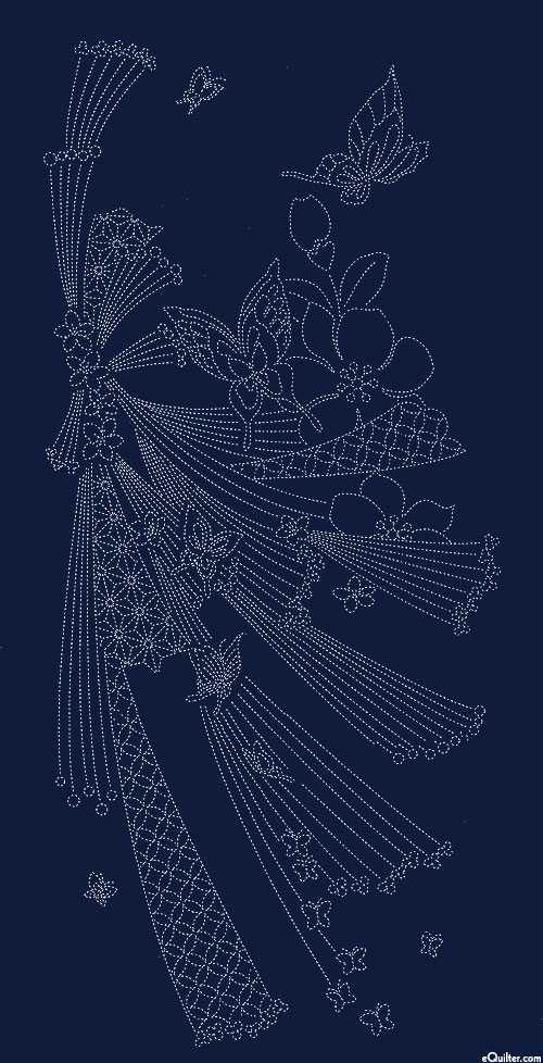 Sashiko Panel - Butterfly Noshi - 24" x 44" PANEL