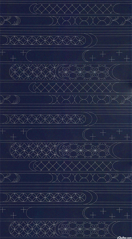 Sashiko Panel - Pattern Waves - 24" x 44" PANEL