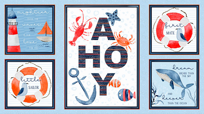 Ahoy Baby - Tiny Sailors - Cloud Blue - 24" x 44" PANEL