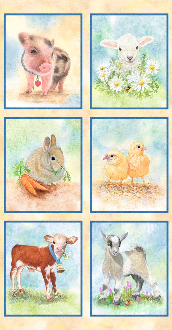 Barnyard Babies - Animal Frames - Sandstone - 24" x 44" PANEL