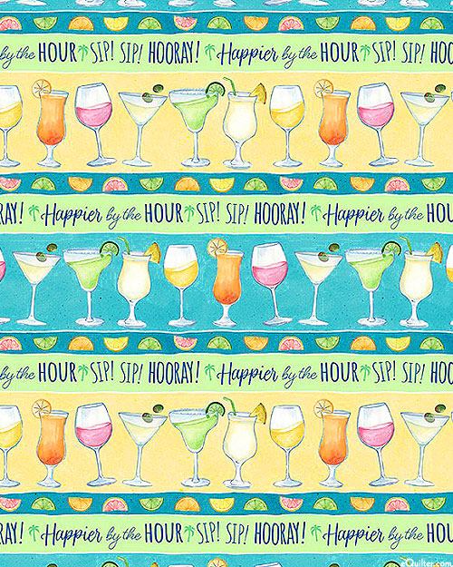 Happier By The Hour - Cocktail Stripe - Turquoise