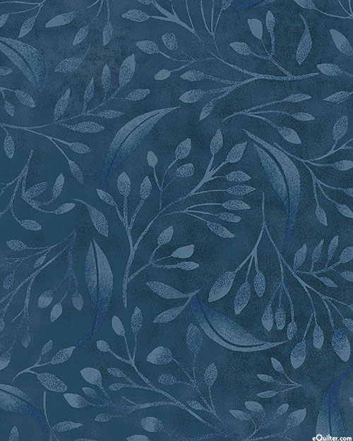 Alessia - Fronds - Navy - 108" QUILT BACKING
