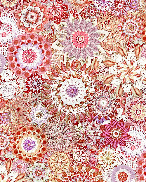 Floral Crochet - Blossomfest - Berry - 108" QUILT BACKING